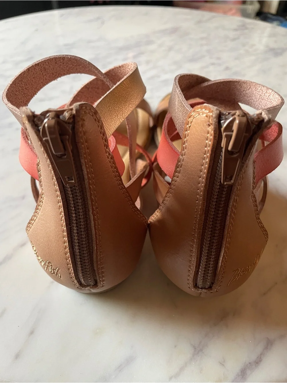 Blowfish Malibu Girls' Multi-Strap Sandals in Rose Gold and Coral